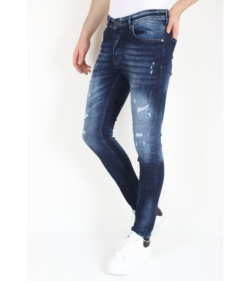 Mario Morato Vaqueros ajustados con agujeros para hombre -MM119- Azul