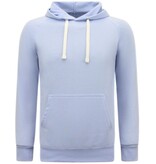 Enos Sudadera con capucha para hombre - Plain Basic Hoodie - Azul claro Enos Sudadera con capucha para hombre - Plain Basic Hoodie - Azul claro