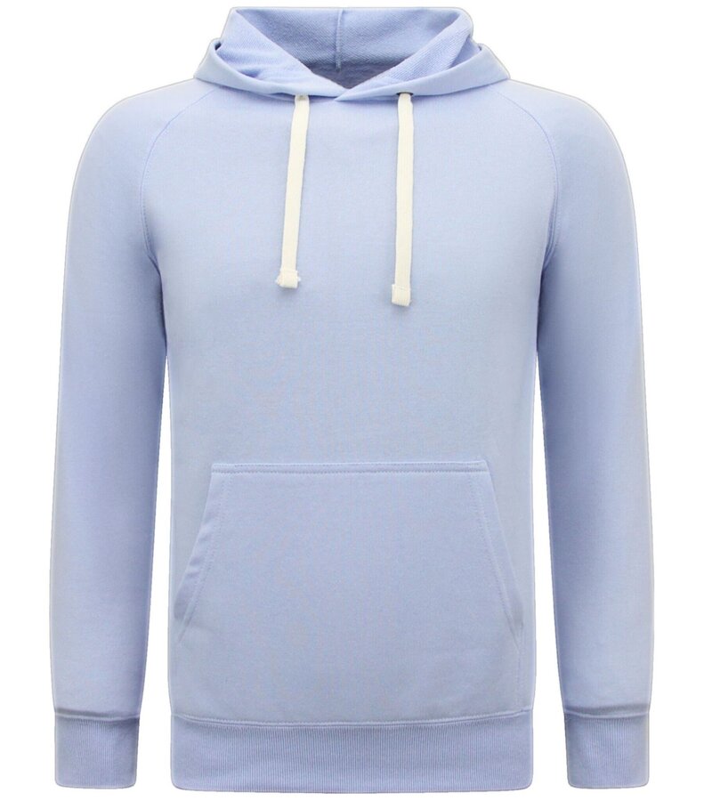Enos Sudadera con capucha para hombre - Plain Basic Hoodie - Azul claro