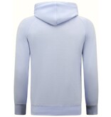 Enos Sudadera con capucha para hombre - Plain Basic Hoodie - Azul claro Enos Sudadera con capucha para hombre - Plain Basic Hoodie - Azul claro