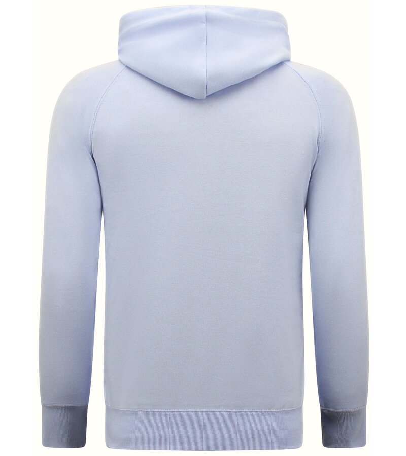 Enos Sudadera con capucha para hombre - Plain Basic Hoodie - Azul claro