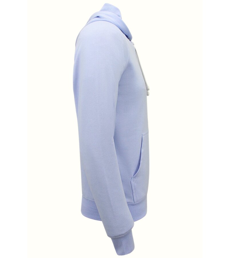Enos Sudadera con capucha para hombre - Plain Basic Hoodie - Azul claro