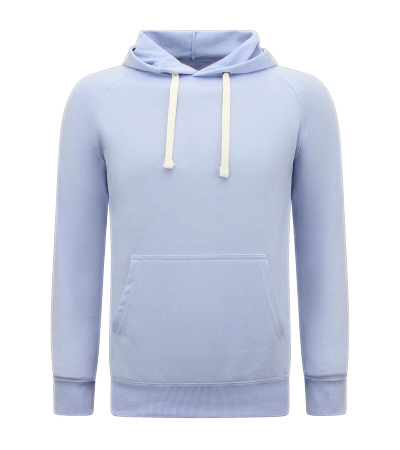 Enos Sudadera con capucha para hombre - Plain Basic Hoodie - Azul claro
