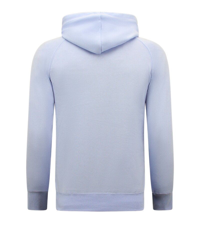 Enos Sudadera con capucha para hombre - Plain Basic Hoodie - Azul claro
