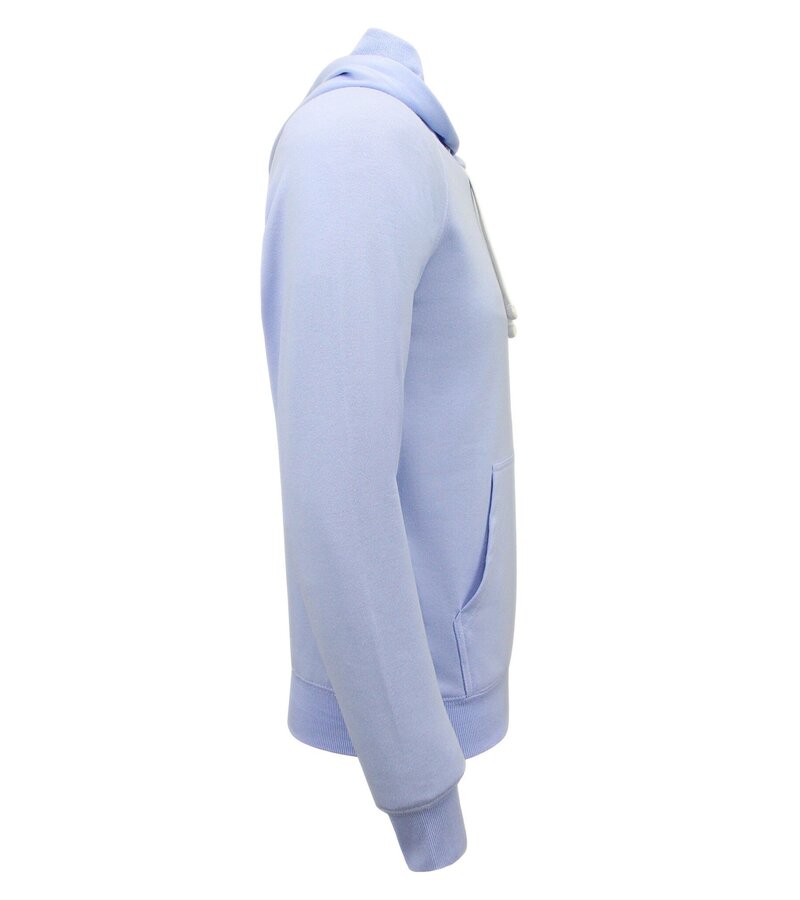 Enos Sudadera con capucha para hombre - Plain Basic Hoodie - Azul claro