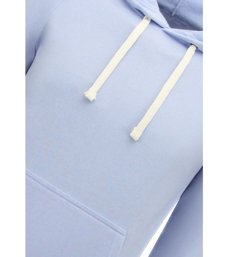 Enos Sudadera con capucha para hombre - Plain Basic Hoodie - Azul claro