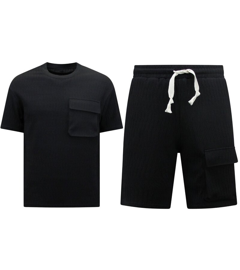 TopStar Conjunto acanalado de verano para hombre - SET - Negro