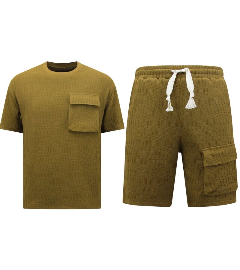 TopStar Conjunto acanalado de verano para hombre - SET - Marrón