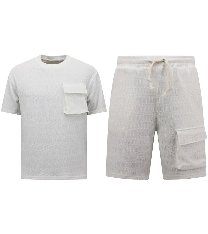 TopStar Conjunto de verano acanalado para hombre - SET - Blanco