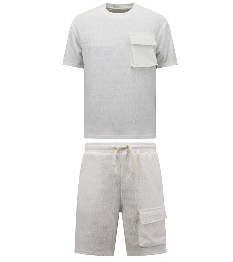 TopStar Conjunto de verano acanalado para hombre - SET - Blanco