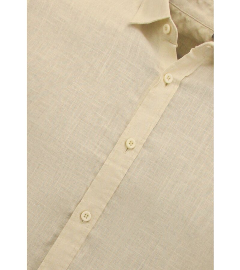 Enos Camisa de Lino para Hombre - Regular Fit - Casual Blanco - Beige