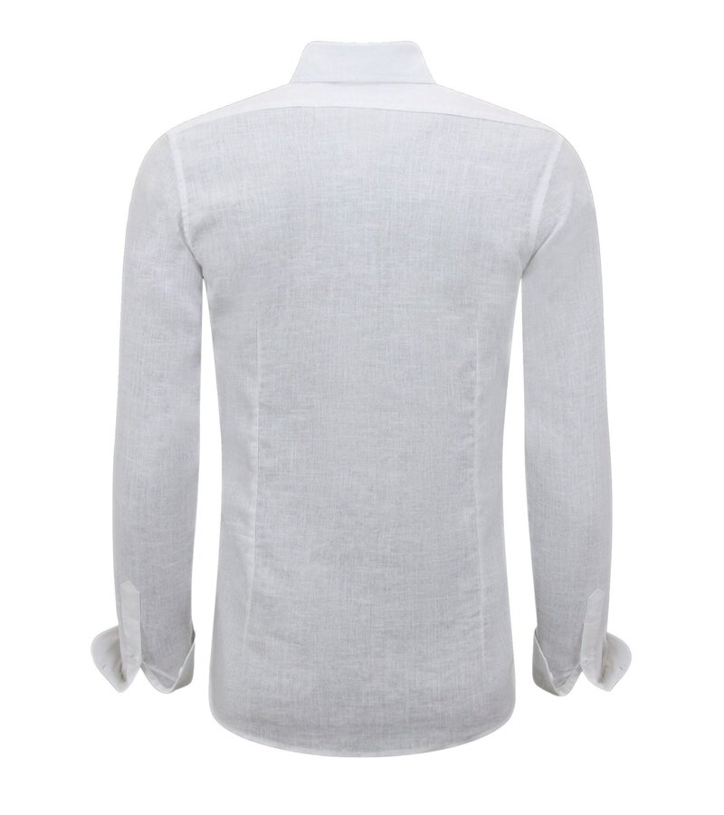 Enos Camisa de Lino para Hombre - Regular Fit - Blanco - Blanco