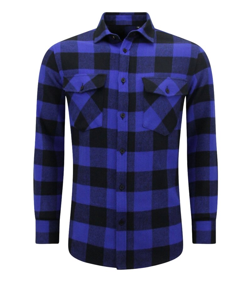 LF Camisa de franela para hombre - Blusa leñador para hombre - Azul