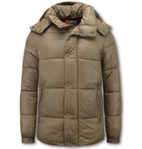 LF Chaqueta de invierno cálida para hombre - Chaqueta acolchada para hombre - Chaqueta acolchada - 8055 - Marrón