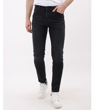 Mario Morato Vaqueros elásticos Neat Regular Fit para hombre - Vaqueros para hombre - MM-R-05 -Negro