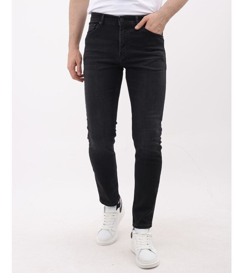 Mario Morato Vaqueros elásticos Neat Regular Fit para hombre - Vaqueros para hombre - MM-R-05 -Negro