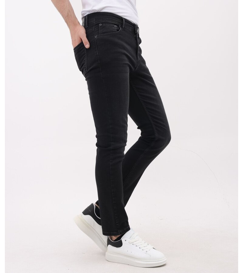 Mario Morato Vaqueros elásticos Neat Regular Fit para hombre - Vaqueros para hombre - MM-R-05 -Negro