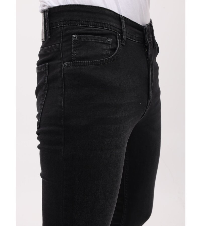 Mario Morato Vaqueros elásticos Neat Regular Fit para hombre - Vaqueros para hombre - MM-R-05 -Negro