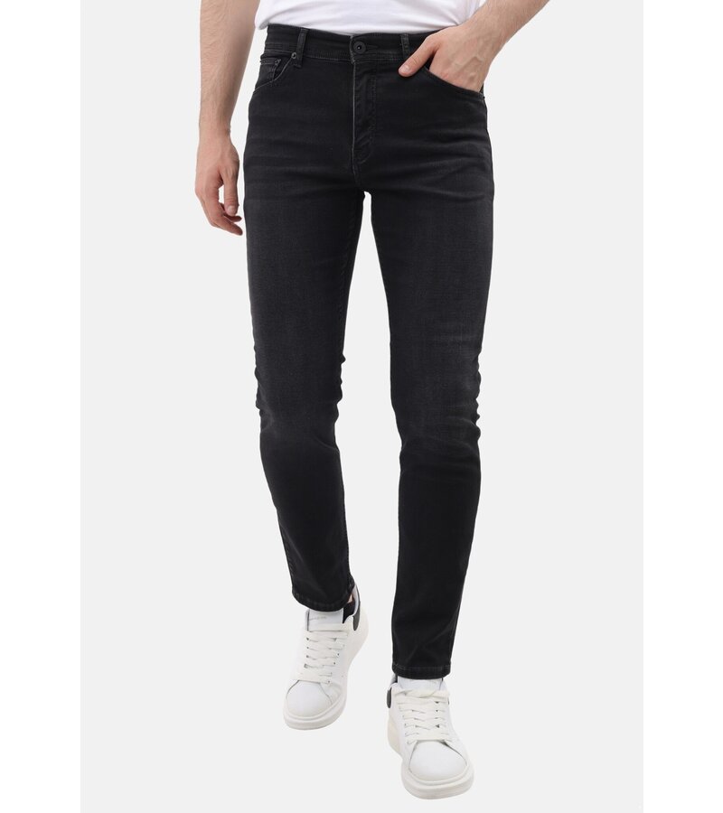 Mario Morato Vaqueros elásticos Neat Regular Fit para hombre - Vaqueros para hombre - MM-R-05 -Negro
