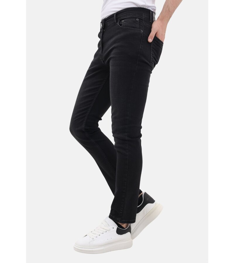 Mario Morato Vaqueros elásticos Neat Regular Fit para hombre - Vaqueros para hombre - MM-R-05 -Negro