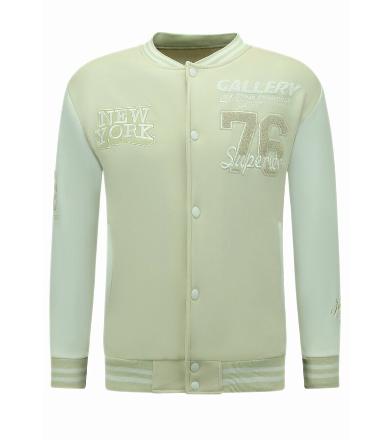 Enos Chaqueta de béisbol para hombre - Chaqueta universitaria - 902 - Beige