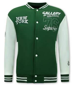 Enos Chaqueta de béisbol para hombre - Chaqueta universitaria para hombre - 902 - Verde