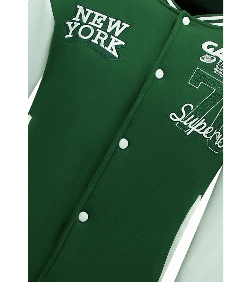 Enos Chaqueta de béisbol para hombre - Chaqueta universitaria para hombre - 902 - Verde