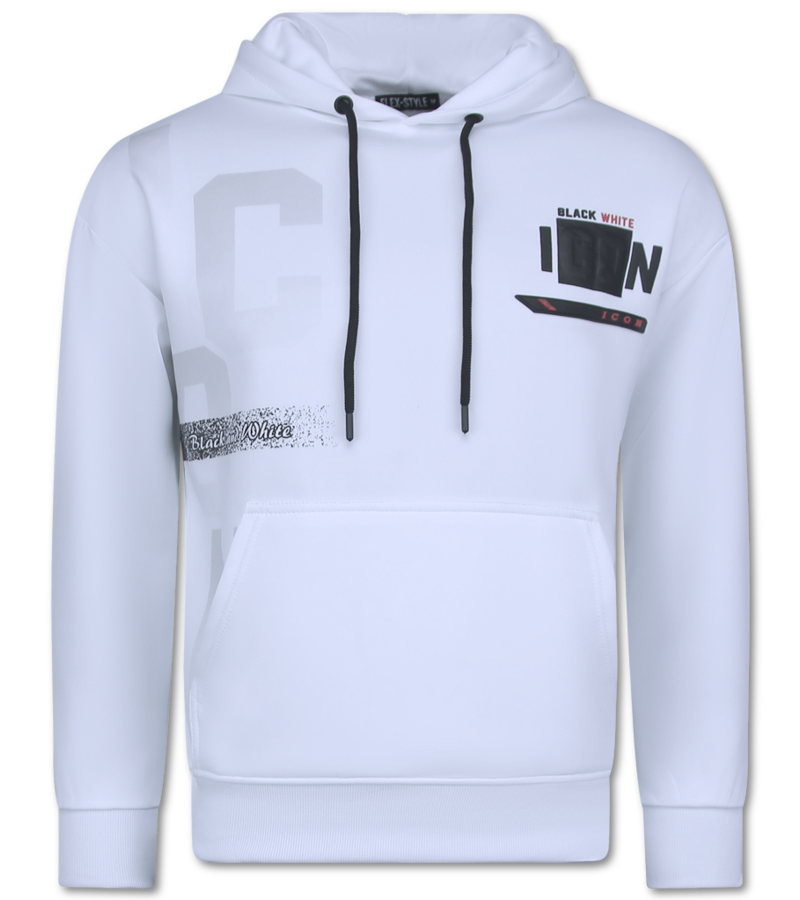 TopStar Conjunto de chándal ICON con estampado negro para hombre y adulto - Chándal para hombre - Conjunto de chándal - 3789 - Blanco