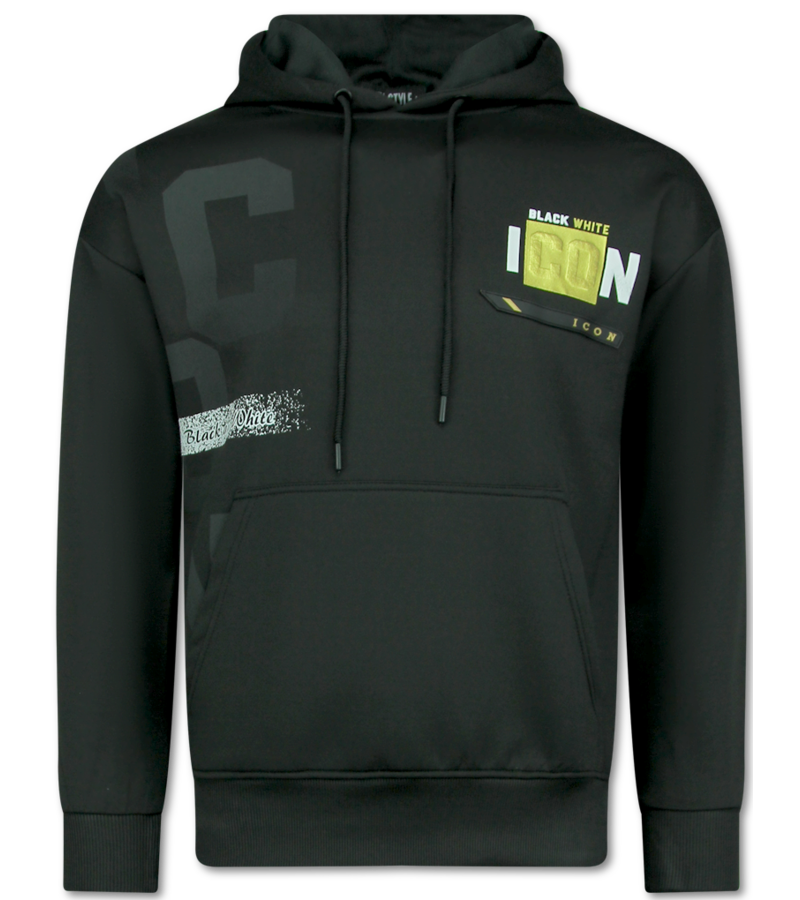 TopStar Sudadera con capucha ICON con estampado dorado - Chándal para hombre - Adulto - 3789 - Negro
