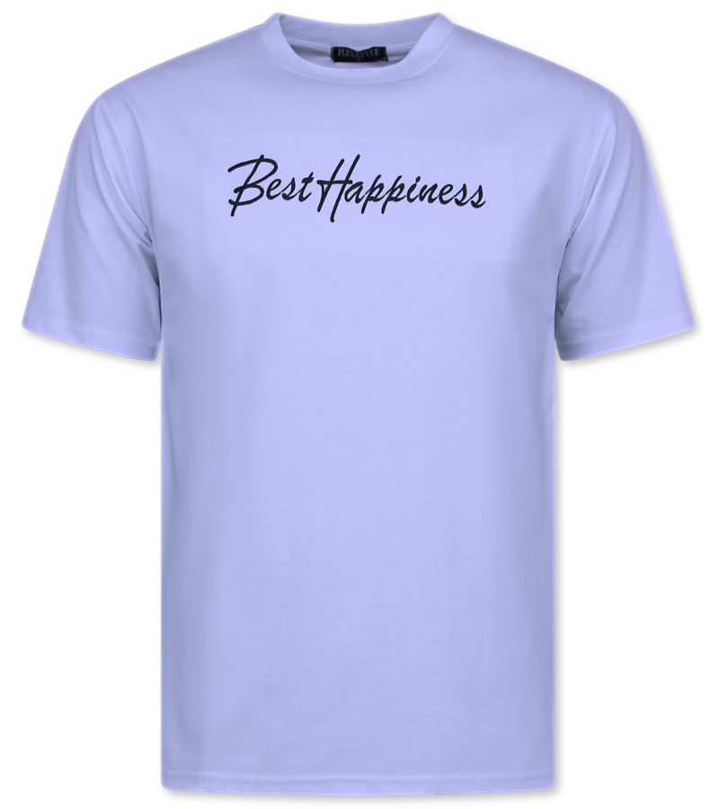 Top Star Camisetas blancas de cuello redondo para hombre - Camiseta holgada para hombre - Camiseta divertida - Felicidad - 688 - Blanca