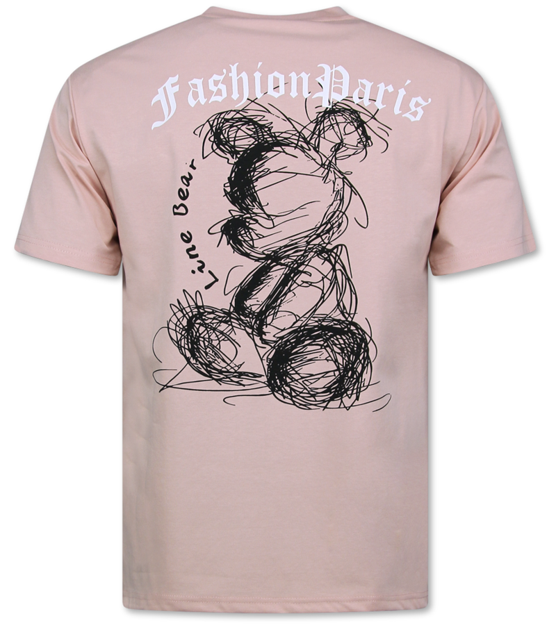Top Star Camiseta de hombre con estampado - Camiseta oversize para hombre - Camiseta divertida para hombre - Oso - 691 - Rosa