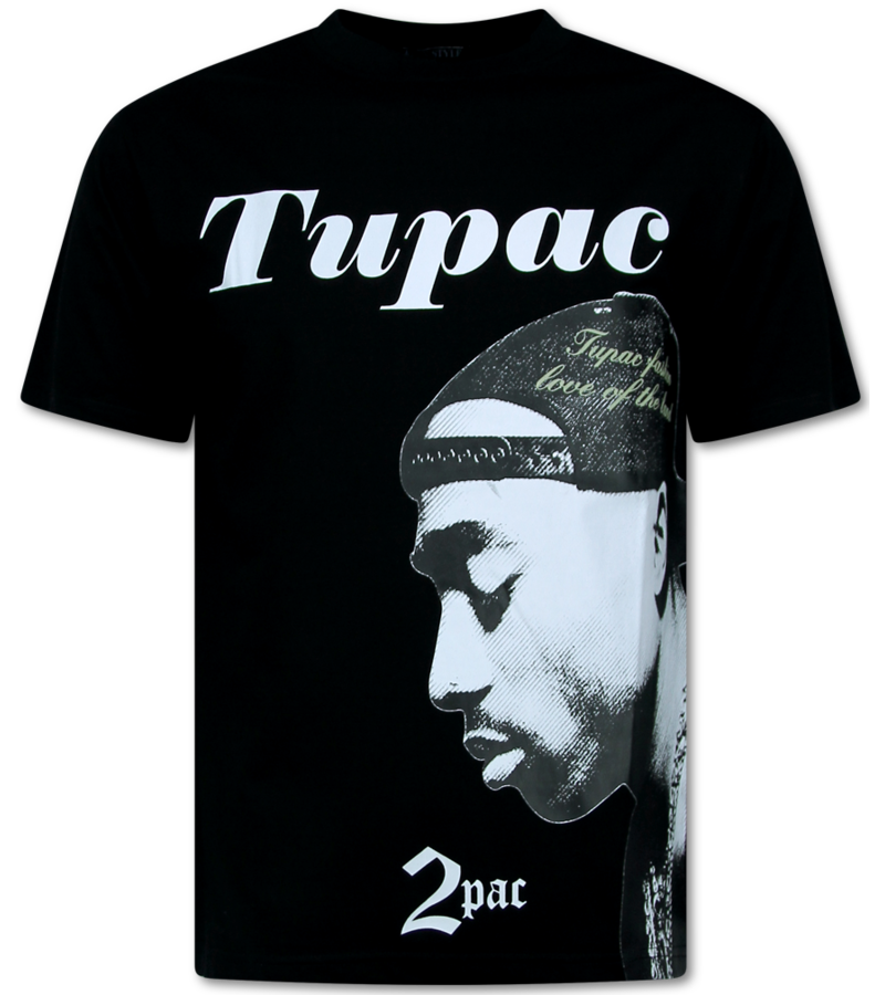 Top Star Camiseta Tupac - Camiseta estampada para hombre - Camiseta divertida - 663 - Negra