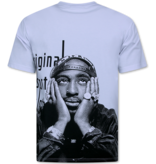 Top Star Tupac - Camiseta extragrande para hombre - Camiseta con estampado - Camiseta divertida - 697 - Blanca