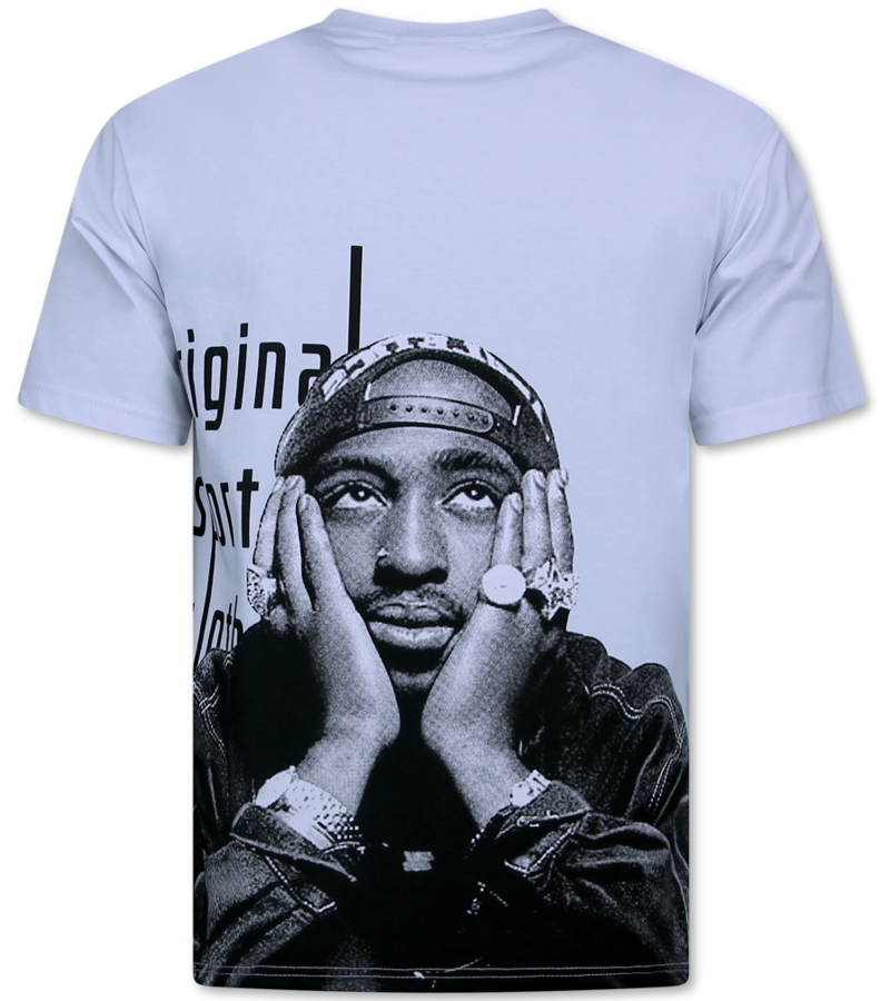 Top Star Tupac - Camiseta extragrande para hombre - Camiseta con estampado - Camiseta divertida - 697 - Blanca