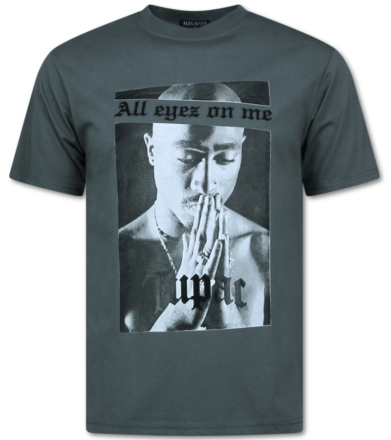 Top Star Camiseta extragrande para hombre - Camiseta con estampado - Tupac - 685 - Gris