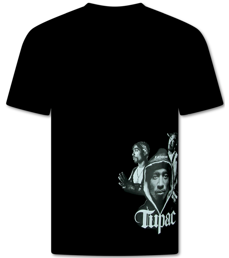 Top Star Camiseta de hombre con estampado - Camiseta extragrande para hombre - Tupac Shakur - Camiseta de hombre con estampado - 672 - Negra