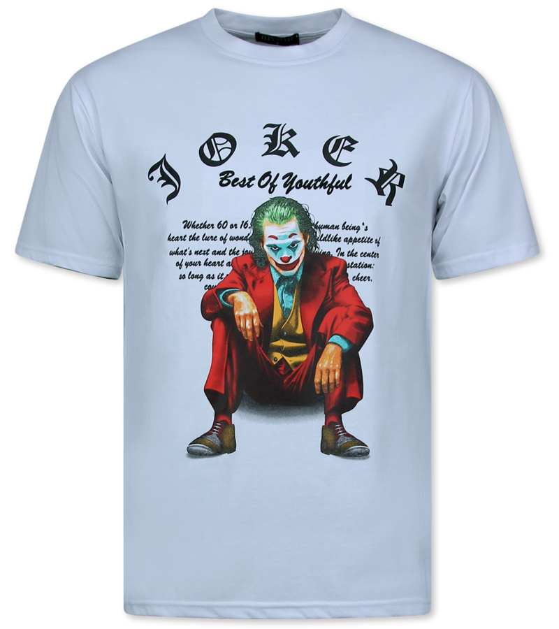 Top Star Joker - Camiseta estampada para hombre - Camiseta extragrande para hombre - Camisetas divertidas para hombre - Camiseta divertida - 701 - Blanca