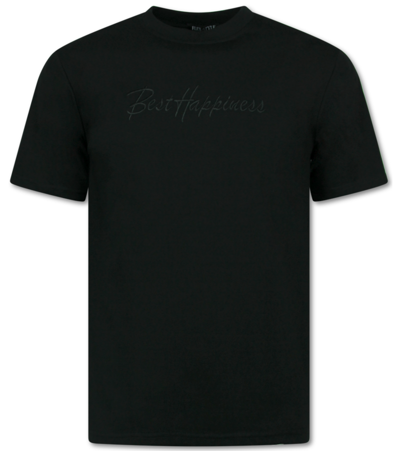 Top Star Camiseta de hombre con estampado divertido - Camiseta oversize para hombre - Felicidad - 688 - Negra