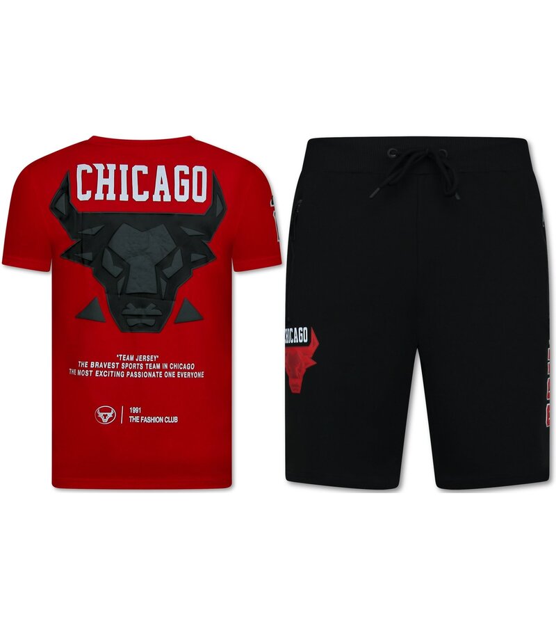 Top Star Conjunto de verano BULLS para hombre - Twinset BULLS - conjuntos combinados - 1685 - rojo