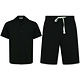 Conjunto de dos piezas - Camisa holgada de canalé - Conjunto de verano para hombre - Conjunto de dos piezas - 915 - Negro