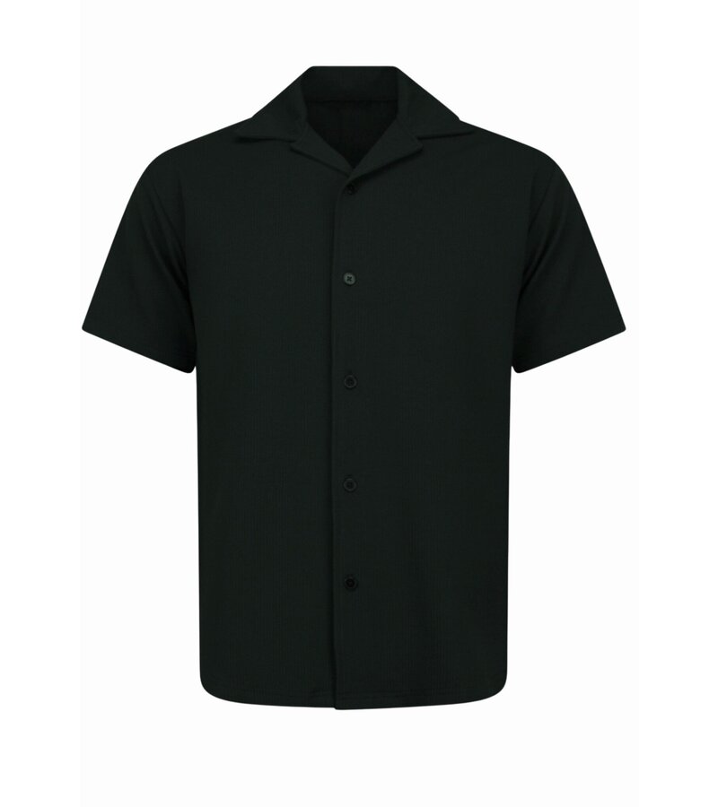 Enos Conjunto de dos piezas - Camisa holgada de canalé - Conjunto de verano para hombre - Conjunto de dos piezas - 915 - Negro