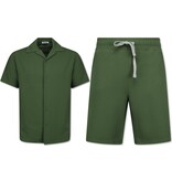 Enos Conjunto de dos piezas - Camisa holgada de canalé - Conjunto de verano para hombre - Conjunto de dos piezas - 915 - Verde