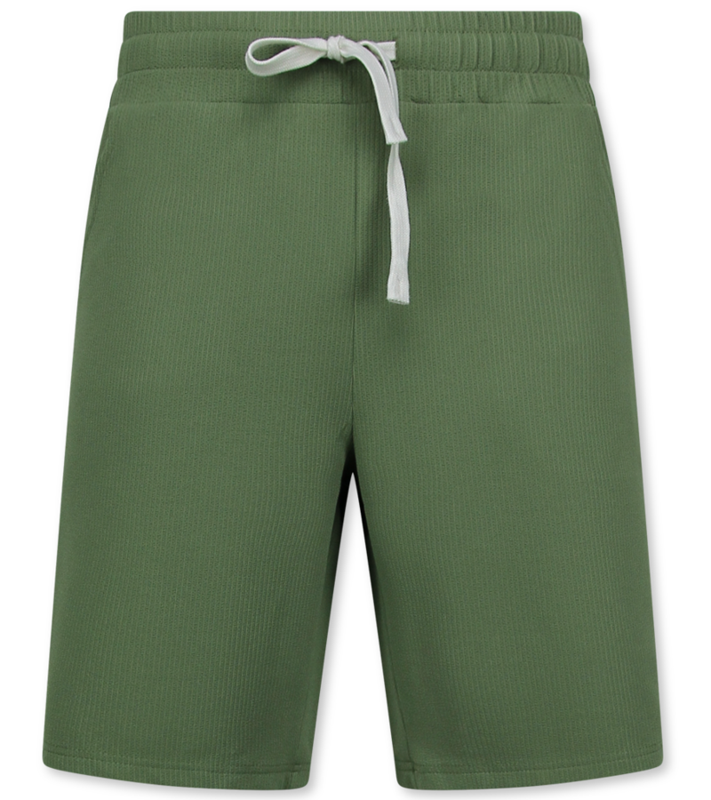 Enos Conjunto de dos piezas - Camisa holgada de canalé - Conjunto de verano para hombre - Conjunto de dos piezas - 915 - Verde