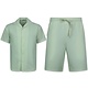 Conjunto de dos piezas - Camisa holgada de canalé - Conjunto de verano para hombre - Conjunto de dos piezas - 915 - Beige