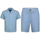 Camisa holgada acanalada - Conjunto de verano para hombre - Dos piezas - Conjunto - 0095 - Azul