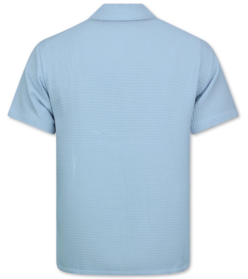 Martina Camisa holgada acanalada - Conjunto de verano para hombre - Dos piezas - Conjunto - 0095 - Azul