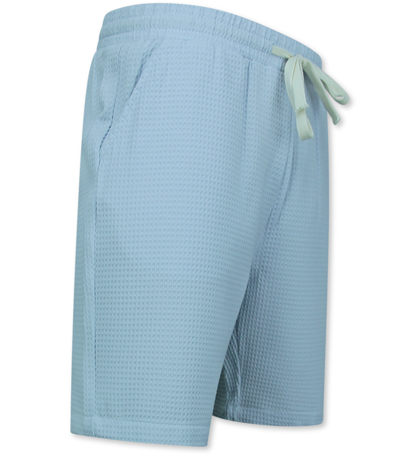 Martina Camisa holgada acanalada - Conjunto de verano para hombre - Dos piezas - Conjunto - 0095 - Azul