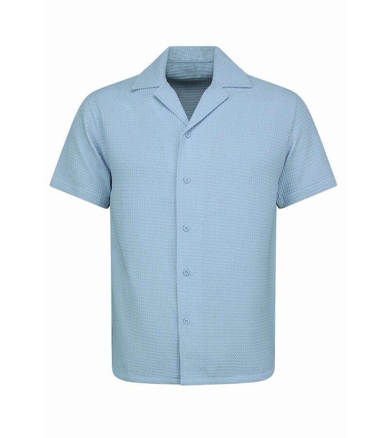 Martina Camisa holgada acanalada - Conjunto de verano para hombre - Dos piezas - Conjunto - 0095 - Azul