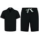 Camisa oversize acanalada - Conjunto de verano para hombre - Dos piezas - Conjunto - 0095 - Negro