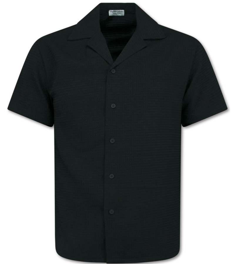 Martina Camisa oversize acanalada - Conjunto de verano para hombre - Dos piezas - Conjunto - 0095 - Negro